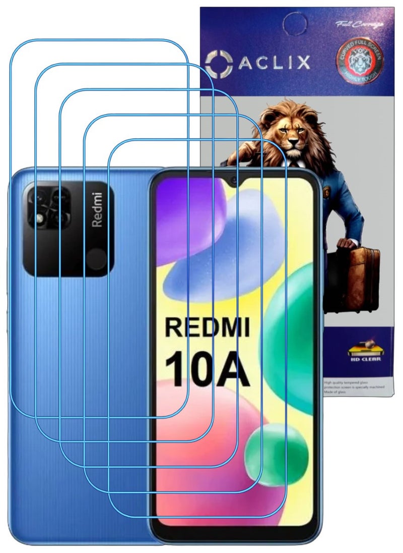 ACLIX 5 Pieces Antistatic ESD Dustproof Premium Quality High Definition Clear Tempered Glass Screen Protector Designed For Xiaomi Redmi 10A - Image 1