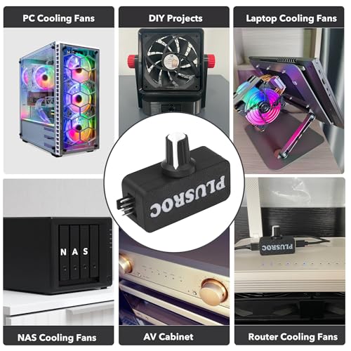 PlusRoc 12V PWM PC Fan Controller Pro with USB Type-C Power Cable & 4-Pin 5-Way Fan Hub Splitter, DC 12V Fan Speed Controller, 15–18W Output(Pro) - Image 4