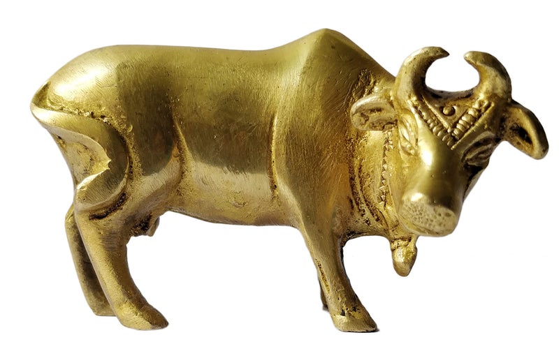 GURU JEE Indian Traditional Premium Brass Statue Cow Figurine Handcrafted Cow Statue Showpiece for Home Decor