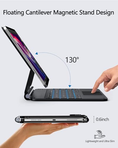 ORDA iPad Keyboard Case for Air 11 Inch (M3/2025,M2/2024) iPad Pro 11 Inch Case with Keyboard(4th/3rd/2rd/1st Gen) iPad Air 10.9" 5th/4th Gen,Magnetic Floating Cantilever Stand,Multi-Gestures Trackpad - Image 5