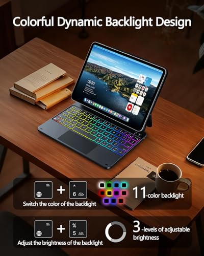 ORDA iPad Keyboard Case for Air 11 Inch (M3/2025,M2/2024) iPad Pro 11 Inch Case with Keyboard(4th/3rd/2rd/1st Gen) iPad Air 10.9" 5th/4th Gen,Magnetic Floating Cantilever Stand,Multi-Gestures Trackpad - Image 4
