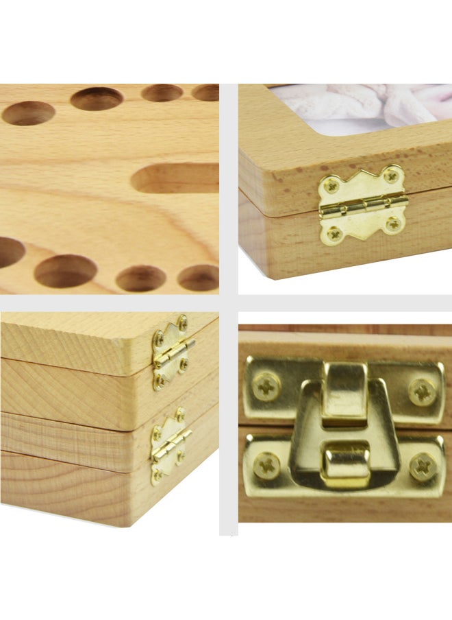 Generic Wooden Wooden Children's Photo Frame Milk Teeth Storage Box Baby Teeth Tooth House Storage Box Fetal Hair Tooth Storage House-Color:Right Angle Photo Frame-Japanese-Specifications:15*11.5*4.5CM  - Image 4