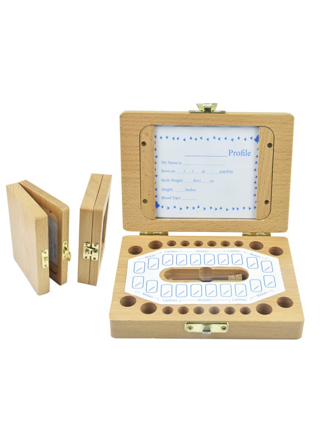 Generic Wooden Wooden Children's Photo Frame Milk Teeth Storage Box Baby Teeth Tooth House Storage Box Fetal Hair Tooth Storage House-Color:Right Angle Photo Frame-Japanese-Specifications:15*11.5*4.5CM  - Image 2