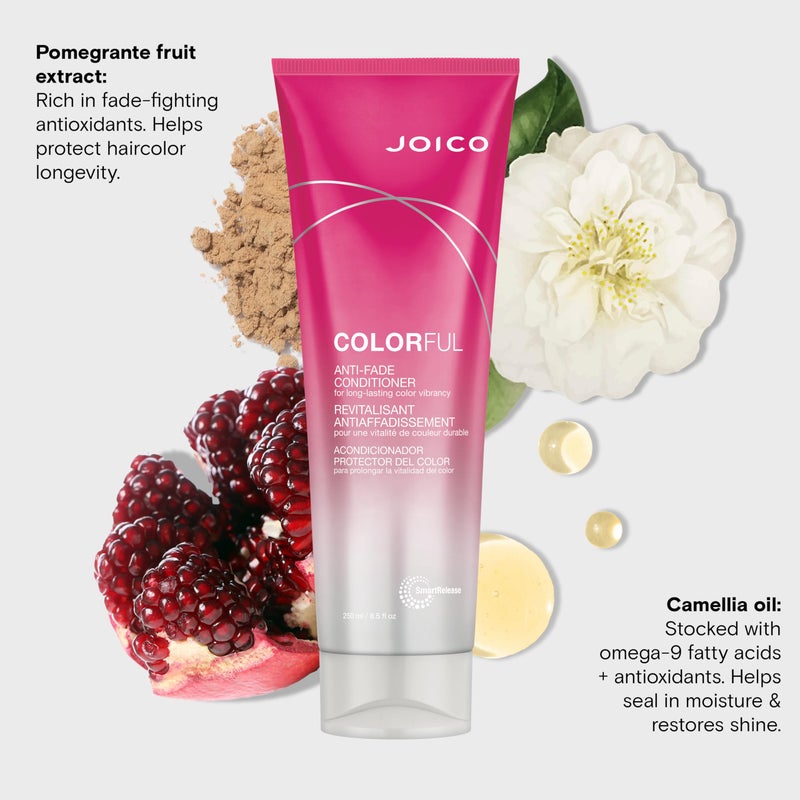JOICO Colorful Anti-Fade Conditioner | For Color-Treated Hair | Preserve Hair Color & Vibrancy | Boost Shine & Reduce Breakage | Sulfate Free | With Camellia Oil & Pomegranate Extract | 8.5 Fl Oz - Image 3