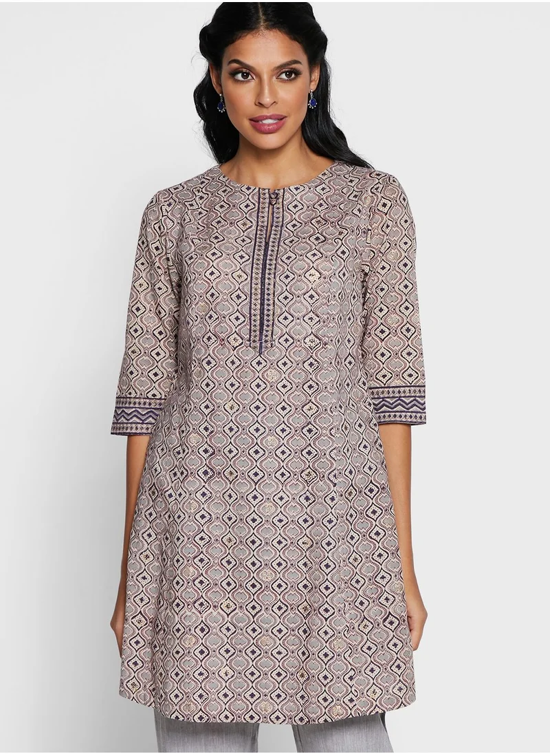 Fabindia Cotton Printed Mid-Length Kurti
