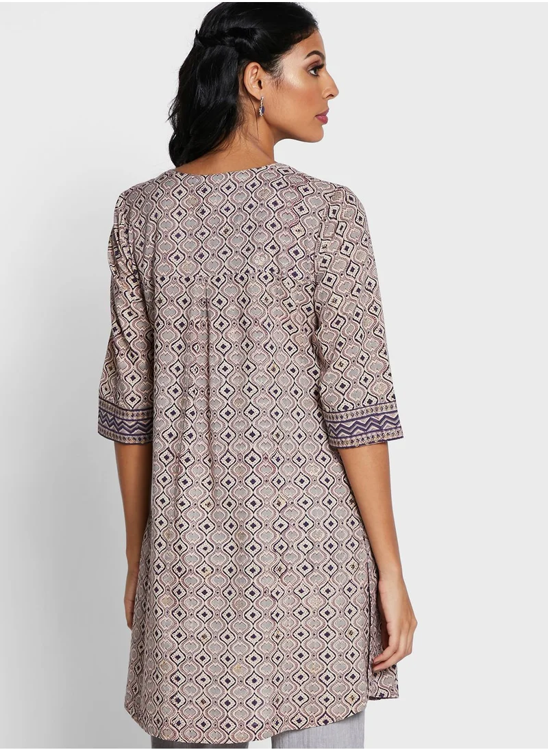Fabindia Cotton Printed Mid-Length Kurti