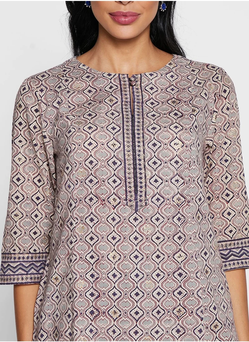 Fabindia Cotton Printed Mid-Length Kurti