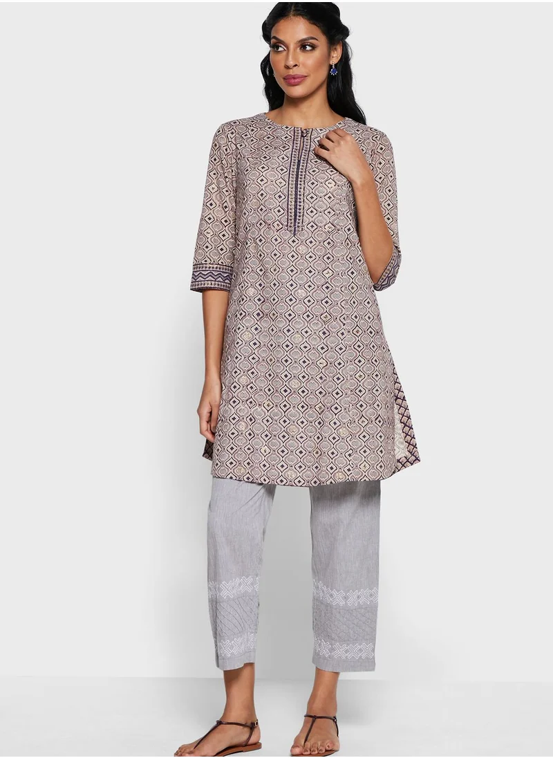 Fabindia Cotton Printed Mid-Length Kurti
