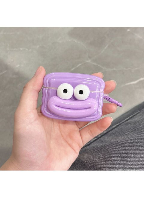 Three-dimensional Sausage Mouth For AirPods 4 Generation Protective Shell 1/2/3 Generation Wireless Bluetooth Earphone Set Pro2 Japan And South Korea-Color:Purple + Hook-Model:Airpods Pro