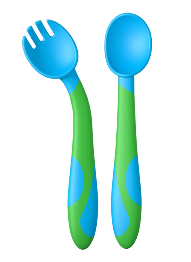 kiddoz Twisted Fork Spoon - Green - Pkt  - Image 1
