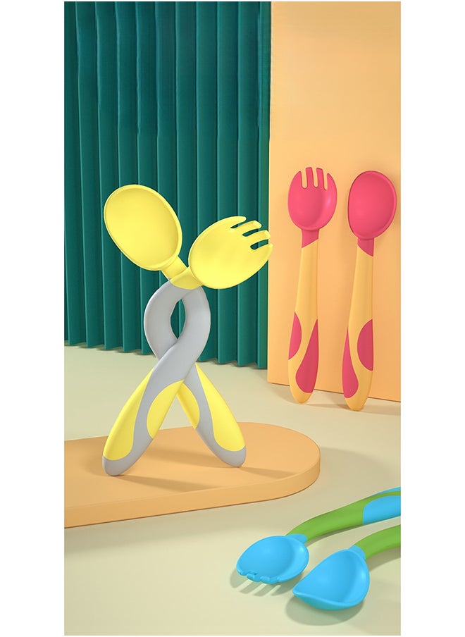 kiddoz Twisted Fork Spoon - Green - Pkt  - Image 2