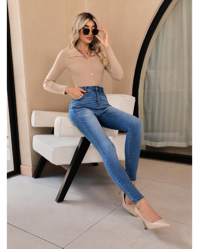 GRAPENT Jeggings for Women High Waist Tummy Control Womens Jeggings Pantalones Vaqueros De Mujer Leggings Jeans for Women Jeans Slim Fit Denim Outfit Color Dark Blue Small Size 4 Size 6 - Image 5