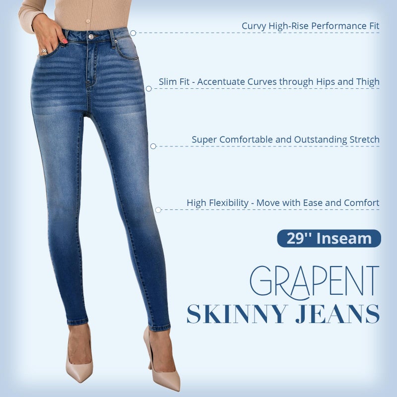 GRAPENT Jeggings for Women High Waist Tummy Control Womens Jeggings Pantalones Vaqueros De Mujer Leggings Jeans for Women Jeans Slim Fit Denim Outfit Color Dark Blue Small Size 4 Size 6 - Image 4