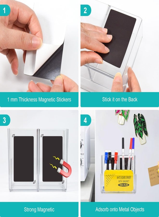 SAYEEC Acrylic Pen Holder Magnetic Dry Erase Marker Holder with 2 Magnet Sheets 3 Compartments Clear Desk Makeup Brush Organizer Pencil Cup Caddy for Fridge Whiteboard Lockers Cosmetic Office School - Image 5