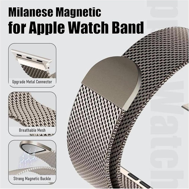 ACESTAR Magnetic Milanese Loop Compatible with Apple Watch Bands 49mm 46mm 45mm 44mm Men Women,Stainless Steel Metal Bands for iWatch Ultra 3/2/1 Series 11 10 9 8 7 6 5 4 SE 3/2/1 - Image 2