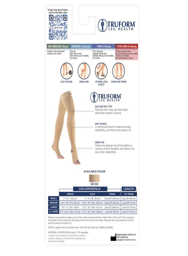 ترو فورم جوارب ضغط Truform للرجال والنساء، بضغط 30-40 مم زئبق، تصل إلى أعلى الفخذ، منقطة من الأعلى، مفتوحة من الأمام، سوداء، متوسطة الحجم - Image 5