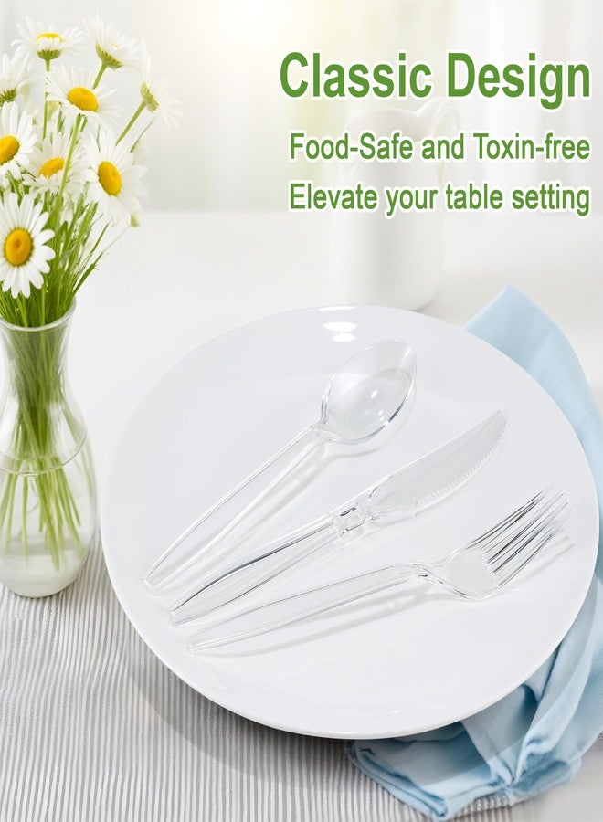 Pleafind 360 Count Plastic Silverware - 7 Inch Heavy Duty, Food Grade Plastic Utensils Set for Family Gatherings, Picnics & Everyday Use, Disposable Silverware with 120 Forks, Spoons and Knives - Image 3