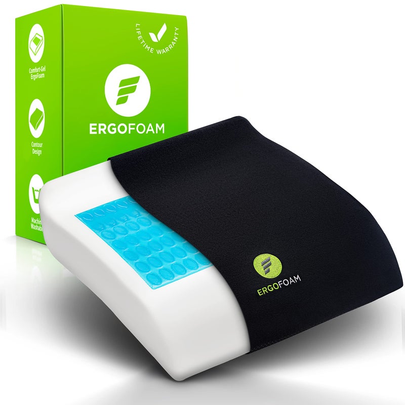 ErgoFoam Wheelchair Cushions for Pressure Relief  Breathable Comfort Gel Seat Cushion  Lightweight Memory Foam Wheelchair Cushion with Contour Rear Lip  Washable Cover  Wheelchair Accessories