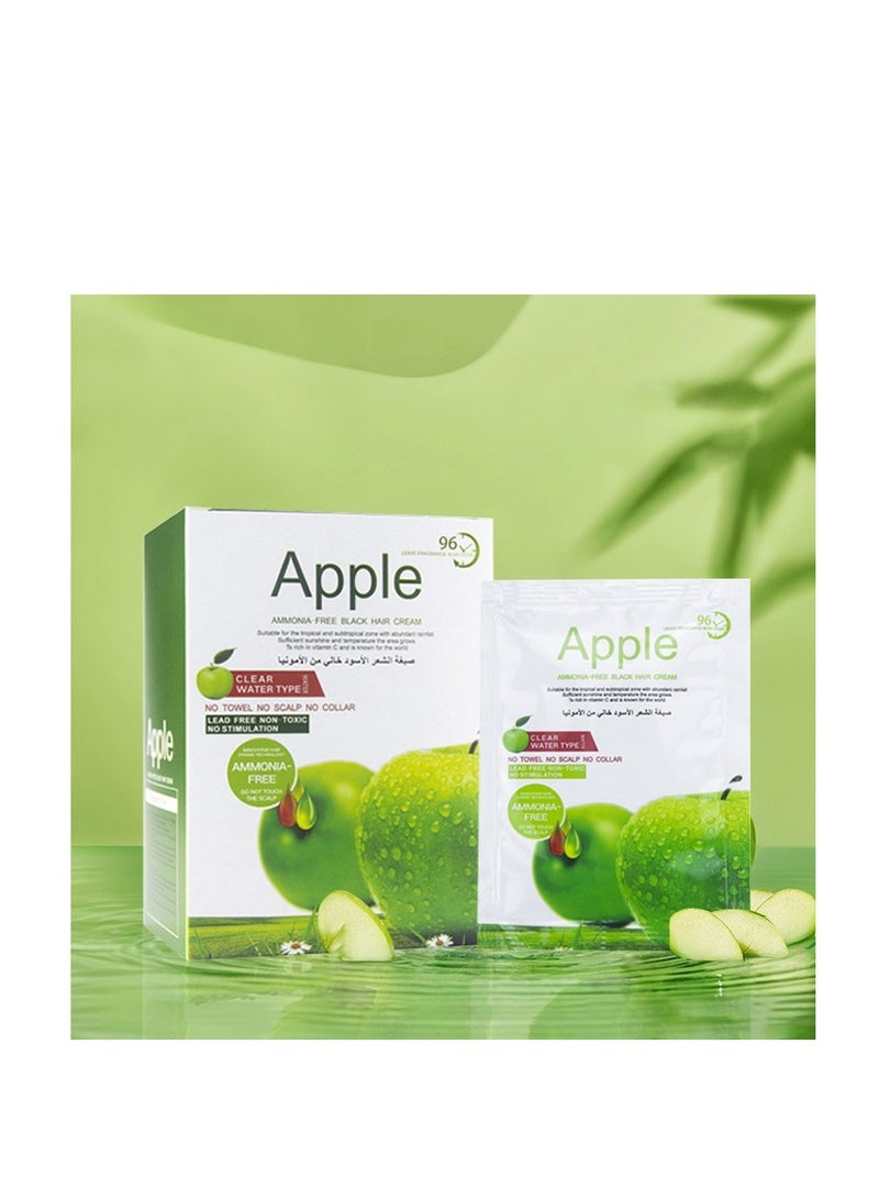APPLE AMMONIA-FREE BLACK HAIR CREAM 96hr (10 SACHET *30ML) DARK BROWN - Image 2