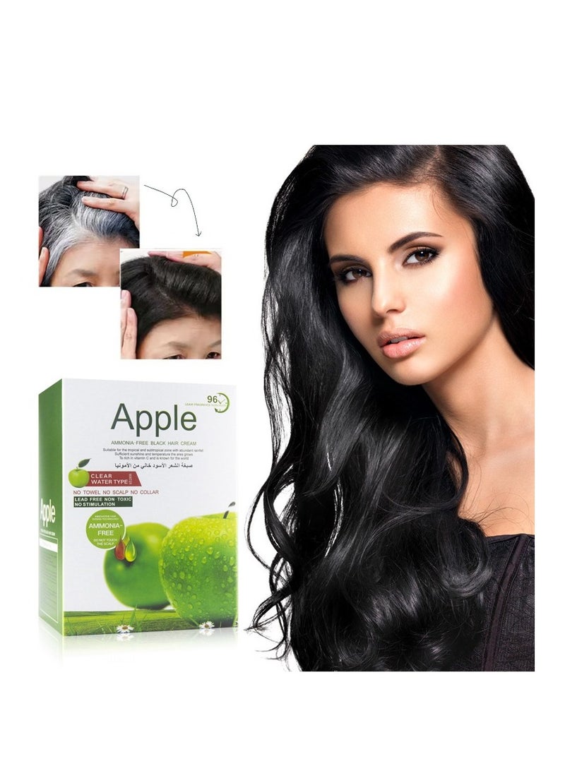 APPLE AMMONIA-FREE BLACK HAIR CREAM 96hr (10 SACHET *30ML) DARK BROWN - Image 3