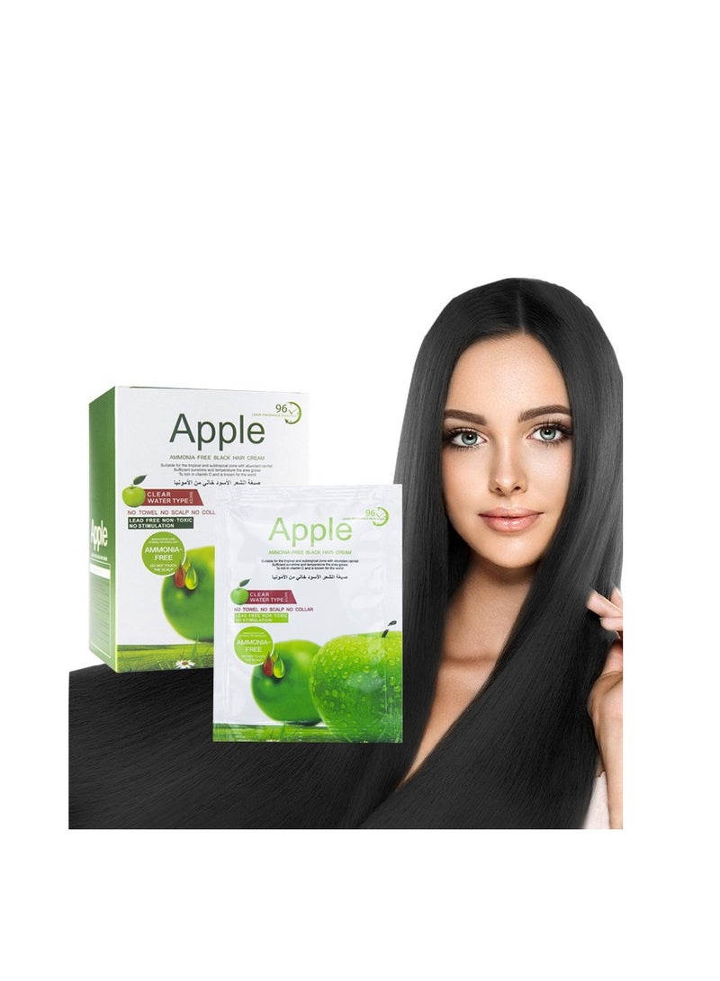 APPLE AMMONIA-FREE BLACK HAIR CREAM 96hr (10 SACHET *30ML) DARK BROWN - Image 1