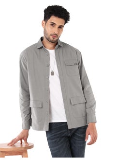 Beyoung Stone Grey Oversized Shacket for Men  - Image 2