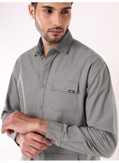 Beyoung Stone Grey Oversized Shacket for Men  - Image 4
