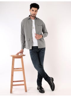 Beyoung Stone Grey Oversized Shacket for Men  - Image 5
