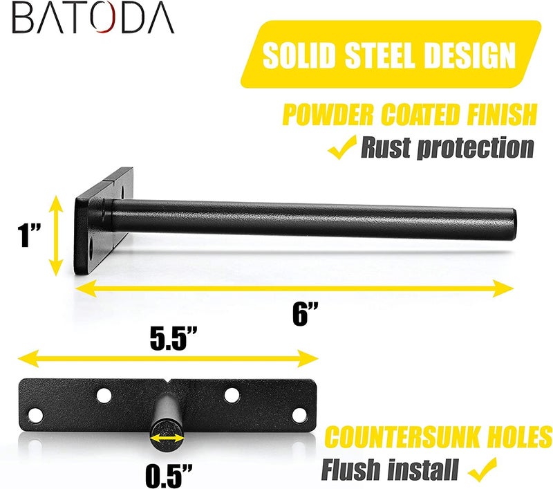BATODA 6" Floating Shelf Bracket Heavy Duty (4 pcs) – Solid Steel Blind Shelf Supports - Hidden Brackets for Floating Wood Shelves - Blind Shelf Support - Shelving Mounting Hardware Included (Pack 4) - Image 2