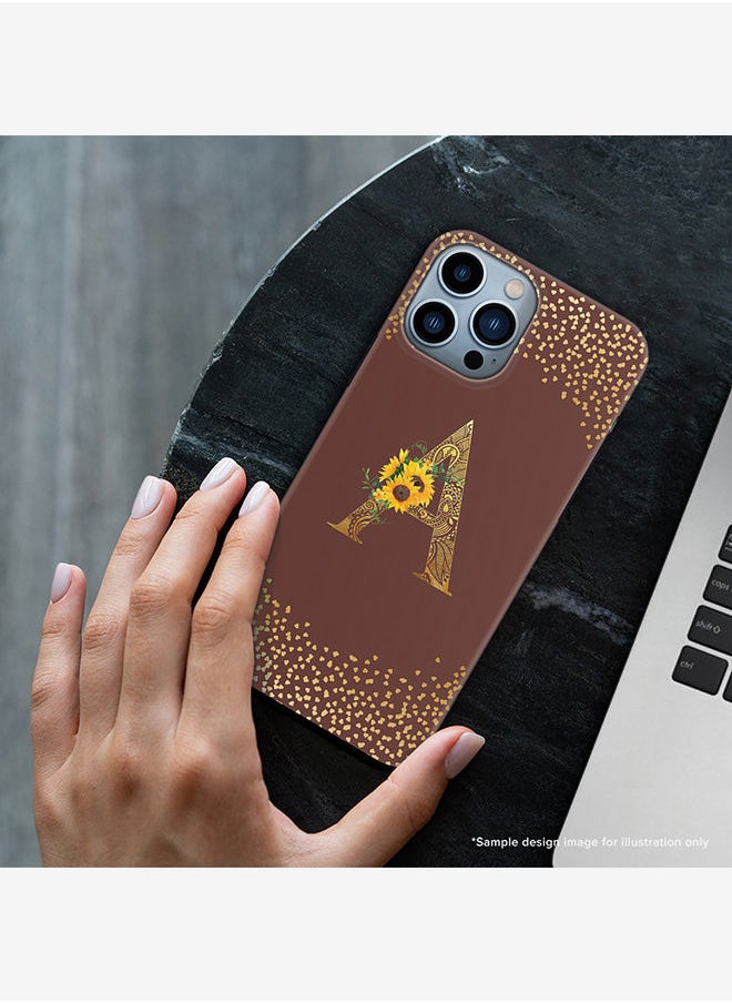 Monogram Tough Series for Apple iPhone 13 Pro Max Custom Initials Floral Mandala Pattern Tough Pro Dual Layer hybrid PC inner TPU protection Alphabet- A (Brown)