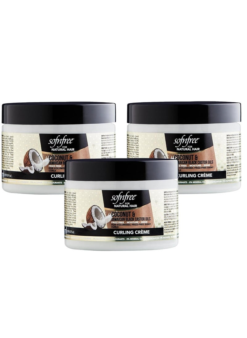 SOFNFREE Sofn’free Coconut & Jamaican Black Castor Oil Curling Cream for Natural Hair - Volumizer & Hair Moisturizer for Coily & Curly Hair - 11 Fl Oz (Pack of 3)  - Image 1