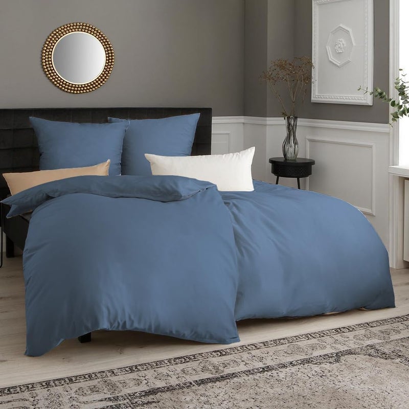 Soifox أغطية سرير أزرق فاتح 135 × 200 سم 4 قطع - مجموعات أغطية سرير مايكروفايبر غير قابلة للكي ومقاومة للتجاعيد مع سحاب، 2 غطاء لحاف 135 × 200 سم + 2 ك��س وسادة 80 × 80 سم - Image 1