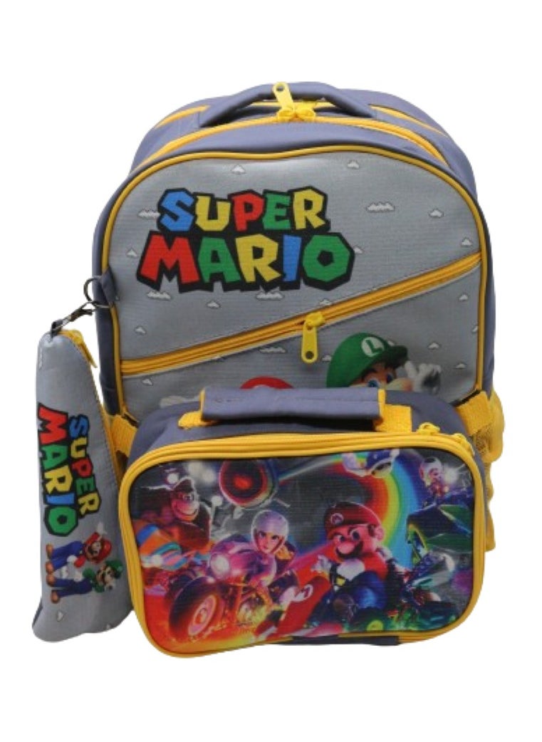 Gharibo Bags School backpack with lunch bag Size 15 Super Mario  - Image 1