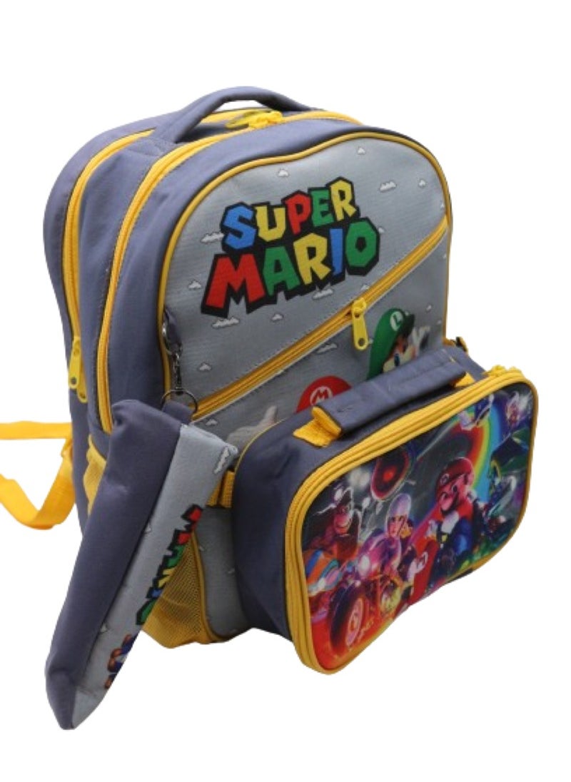 Gharibo Bags School backpack with lunch bag Size 15 Super Mario  - Image 2