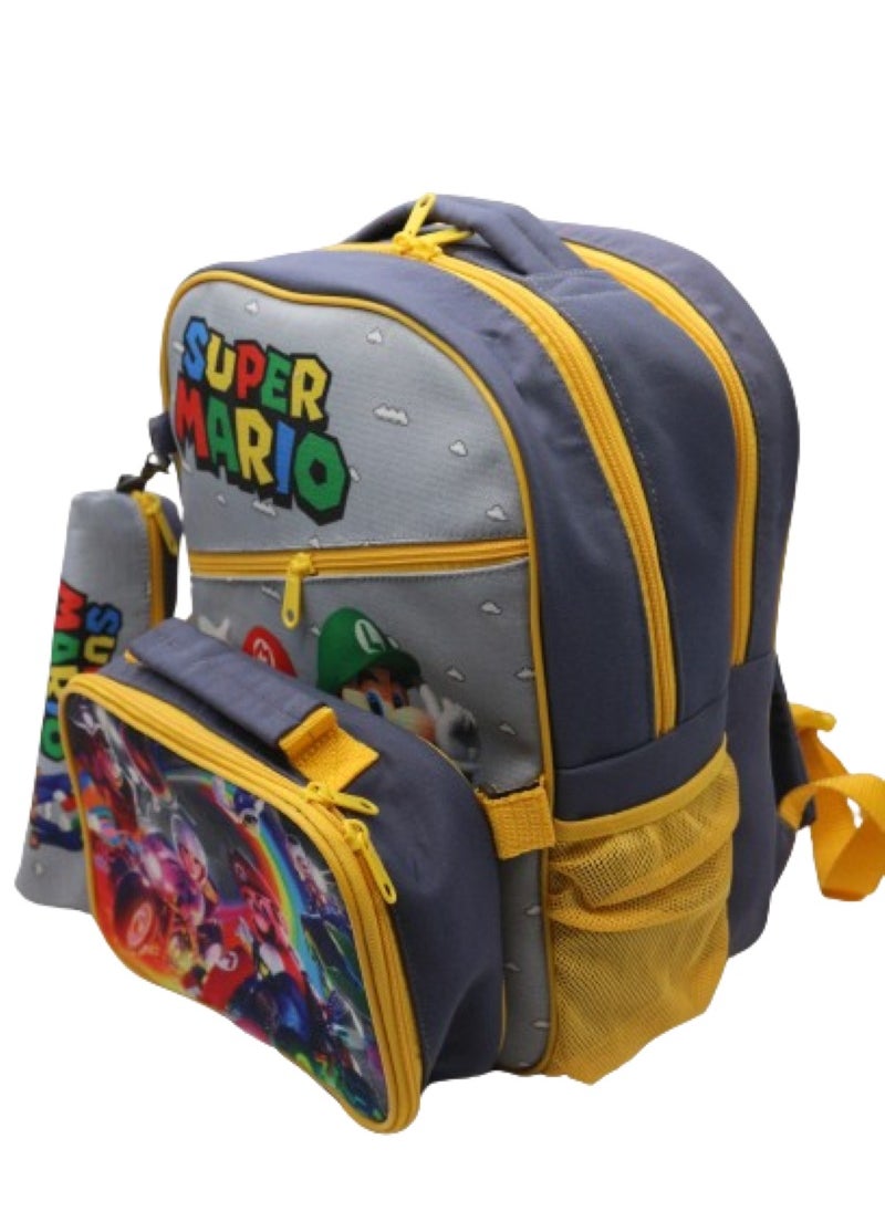 Gharibo Bags School backpack with lunch bag Size 15 Super Mario  - Image 3