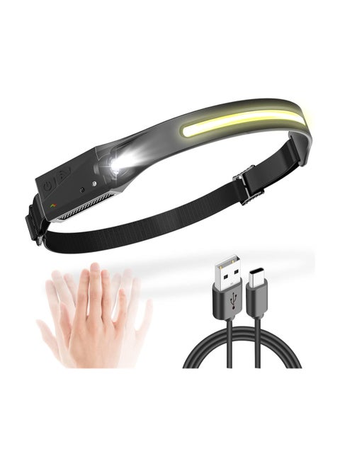 Headlamp,230° Wide Beam Head Lamps LED Super Bright, Rechargeable Headlamp Flashlight USB C, Motion Sensor Head Lights for Forehead, 5Mode Headlamps
