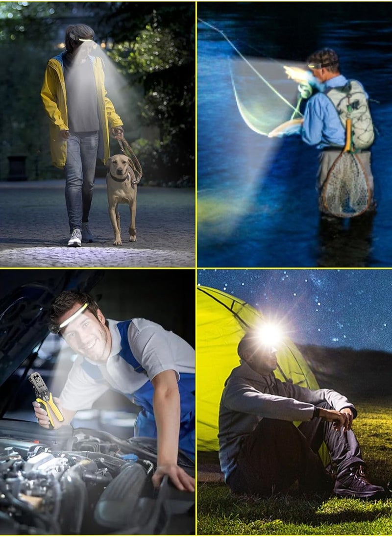 Headlamp,230° Wide Beam Head Lamps LED Super Bright, Rechargeable Headlamp Flashlight USB C, Motion Sensor Head Lights for Forehead, 5Mode Headlamps