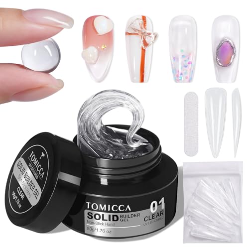 TOMICCA Hard Gel 3D Gel Nail Art Solid Builder Gel for Nails 50g 3D Nail Gel Sculpting Gel for Nail Art Non Sticky Hand Hard Gel Carving Gel Nail Glue Extension Gel Clear - Image 1