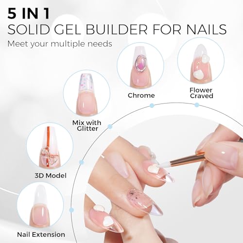 TOMICCA Hard Gel 3D Gel Nail Art Solid Builder Gel for Nails 50g 3D Nail Gel Sculpting Gel for Nail Art Non Sticky Hand Hard Gel Carving Gel Nail Glue Extension Gel Clear - Image 2