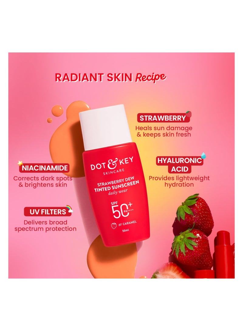 Dot & Key Strawberry Dew Tinted Sunscreen SPF 50+ Pa++++ - 07 Caramel | Protection Against UA/UB | Broad Spectrum, Water & Sweat resistant | For All Skin Types | 50ml - Image 4