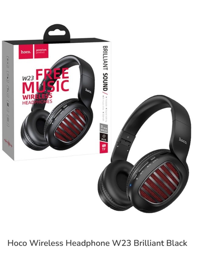 هوكو سماعات رأس W23 Brilliant Sound قابلة للطي لاسلكية وسلكية مع ميكروفون ودعم بطاقة TF ووضع AUX، متوافقة مع الهواتف المحمولة والأجهزة اللوحية وأجهزة الكمبيوتر المحمولة والكمبيوتر - Image 1