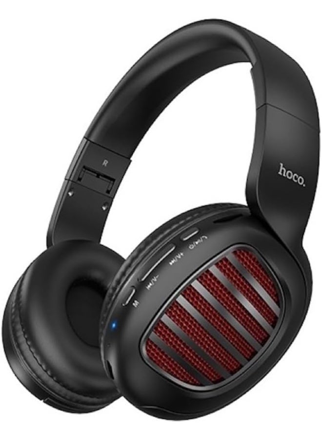 هوكو سماعات رأس W23 Brilliant Sound قابلة للطي لاسلكية وسلكية مع ميكروفون ودعم بطاقة TF ووضع AUX، متوافقة مع الهواتف المحمولة والأجهزة اللوحية وأجهزة الكمبيوتر المحمولة والكمبيوتر - Image 2