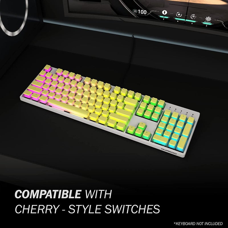 ETZIN مجموعة مفاتيح البودينغ PBT مزدوجة الطبقة بروفايل OEM لكيبورد الألعاب الميكانيكي MX مفاتيح توافق عالمي لـ 61 87TKL 104 108 كيبورد (مفاتيح فقط) (أصفر) - Image 2