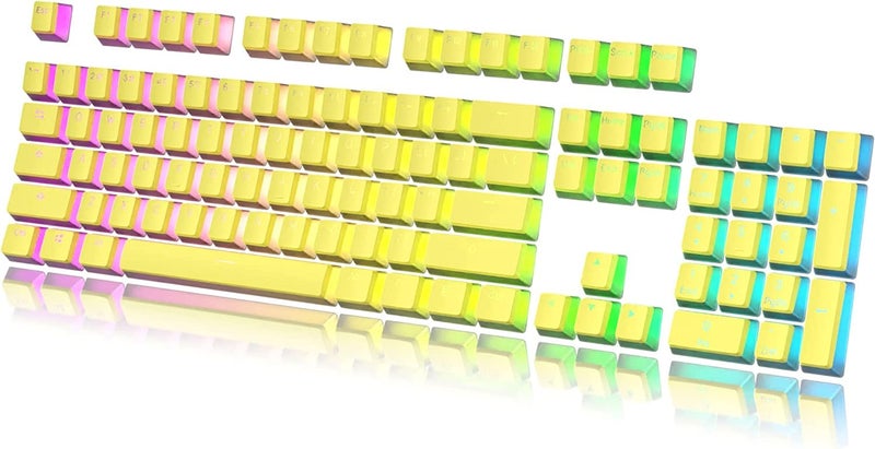 ETZIN مجموعة مفاتيح البودينغ PBT مزدوجة الطبقة بروفايل OEM لكيبورد الألعاب الميكانيكي MX مفاتيح توافق عالمي لـ 61 87TKL 104 108 كيبورد (مفاتيح فقط) (أصفر) - Image 1
