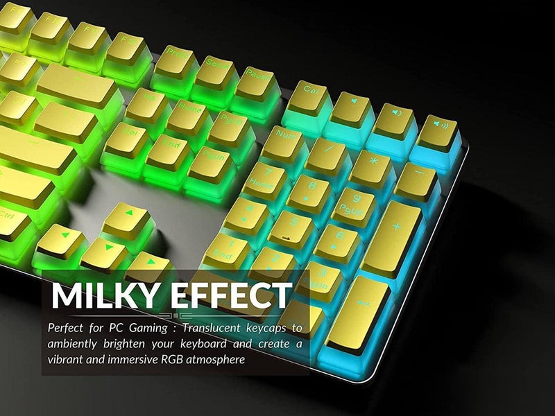 ETZIN مجموعة مفاتيح البودينغ PBT مزدوجة الطبقة بروفايل OEM لكيبورد الألعاب الميكانيكي MX مفاتيح توافق عالمي لـ 61 87TKL 104 108 كيبورد (مفاتيح فقط) (أصفر) - Image 4