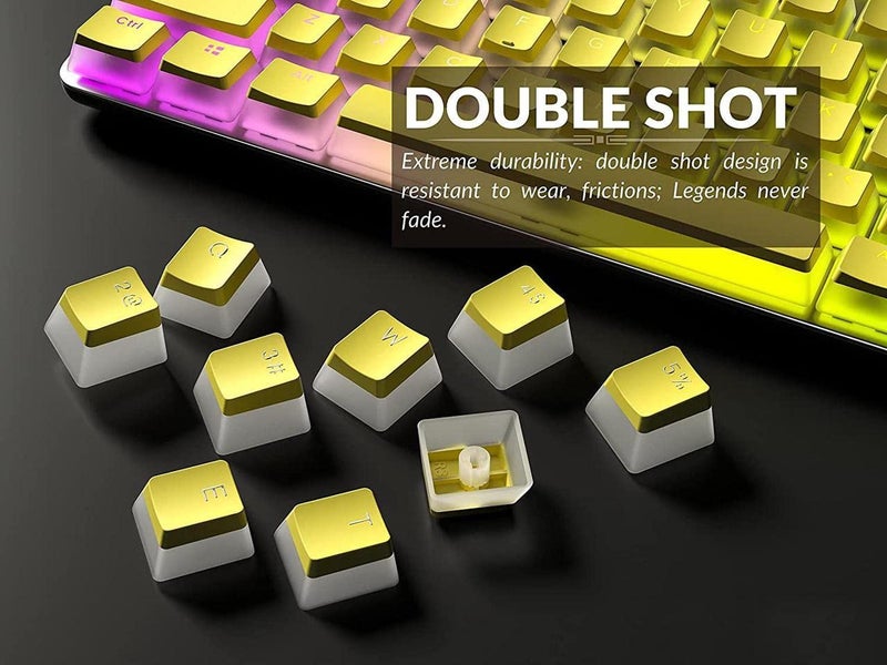 ETZIN مجموعة مفاتيح البودينغ PBT مزدوجة الطبقة بروفايل OEM لكيبورد الألعاب الميكانيكي MX مفاتيح توافق عالمي لـ 61 87TKL 104 108 كيبورد (مفاتيح فقط) (أصفر) - Image 5