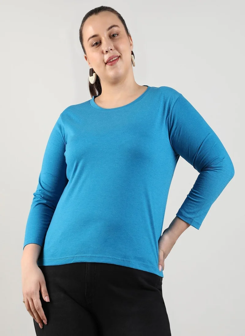 Instafab Plus Women's Royal Blue Basic Lounge Top