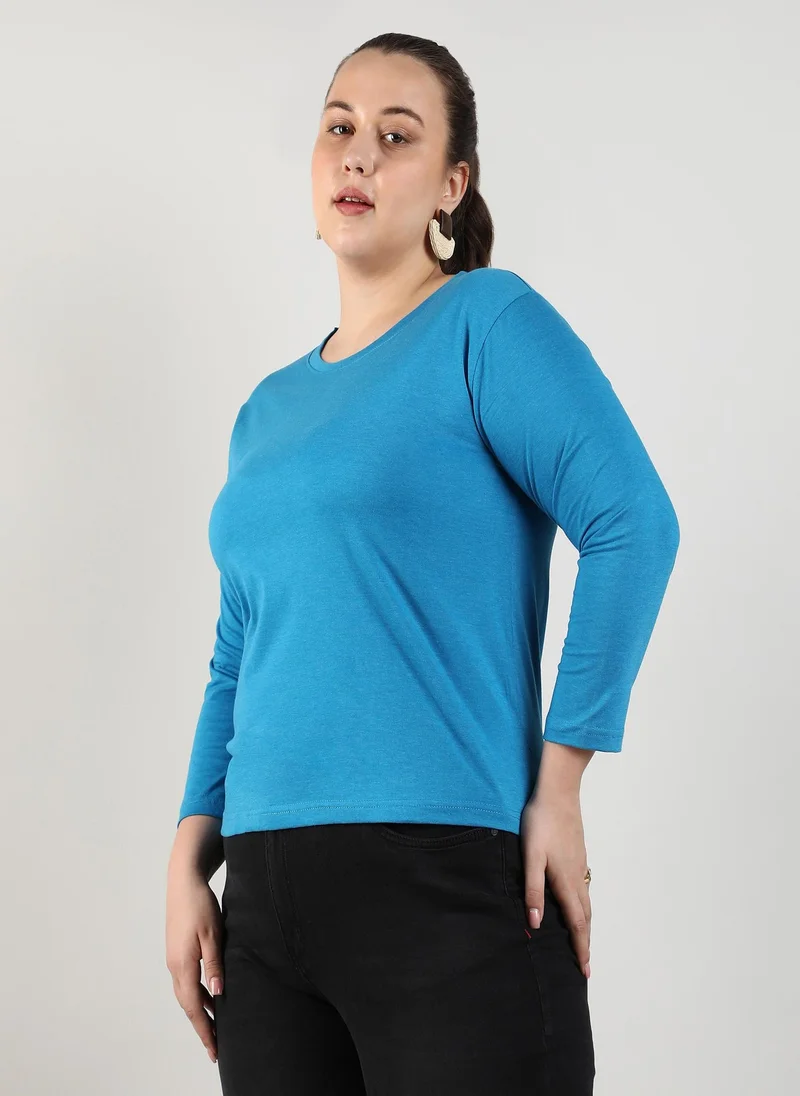 Instafab Plus Women's Royal Blue Basic Lounge Top