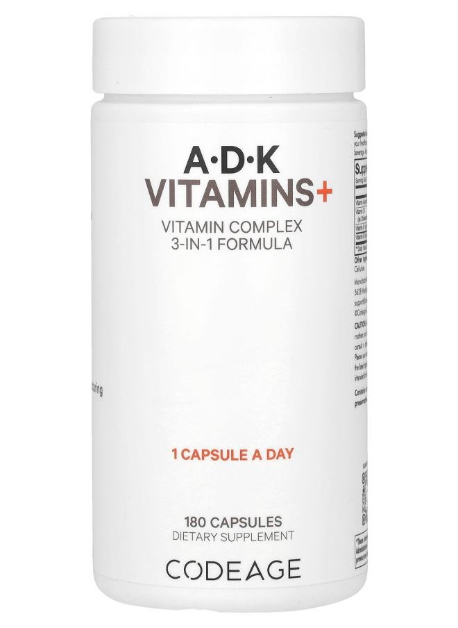 Codeage A D K Vitamins+ 180 Capsules 