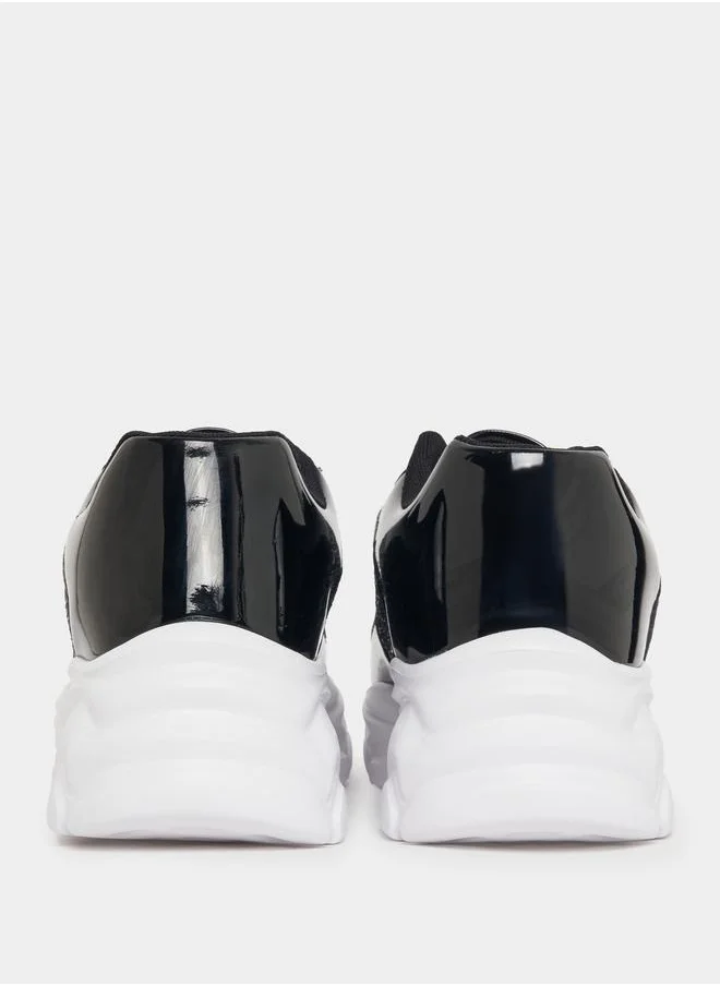 Styli Textured Panel Patent Sneakers